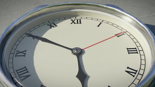 Old Watch on a Concreate Ground Camera Closeup 3D Animation Render 
