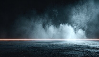 Dark, smoky, empty roadway