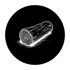 Monochrome wood log illustration highlighting growth rings with rustic charm and natural minimalism perfect for nature themes