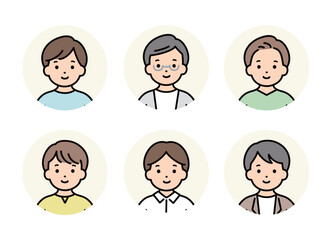  様々な男性のアイコンのイラスト素材