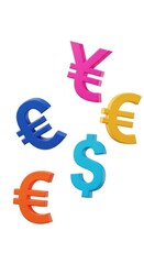 Obraz premium Diverse Currency Symbols Representing Global Financial Exchange and Transactions