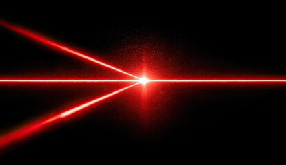 Red laser beams intersecting on a black background