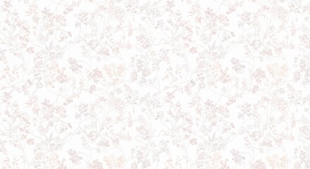 Subtle Pink Floral Pattern Softly Painted White Background. AI Generated