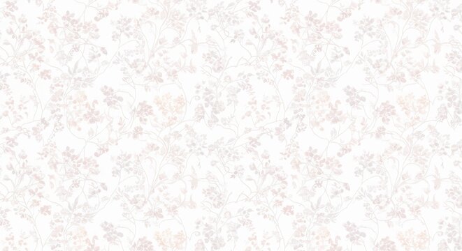 Subtle Pink Floral Pattern Softly Painted White Background. AI Generated
