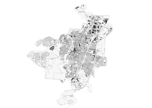 Detailed Vector Map of Marijampole's Highways and Buildings