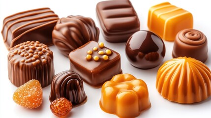 An exquisite assortment of artisanal chocolates and caramel candies creation