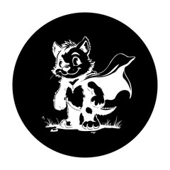 Adorable superhero kitten illustration in black and white perfect for children's books and playful designs that are eye-catching