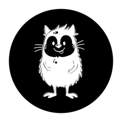 Whimsical illustrated monster character with playful expression against contrasting backdrop illustration for children's stories and playful designs