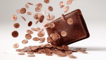 Fototapeta premium Wallet overflowing with coins