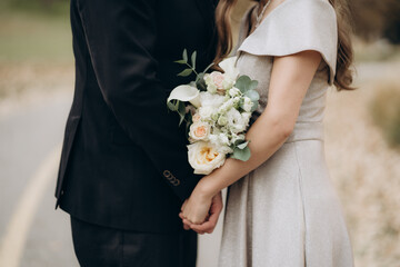 Wedding ceremony. couple holding hands