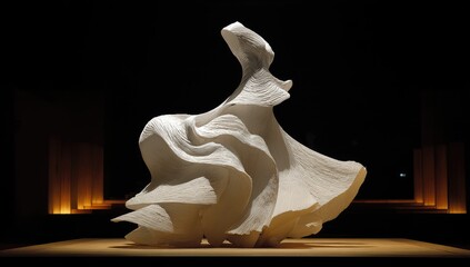 Abstract sculpted form, white, dramatic pose