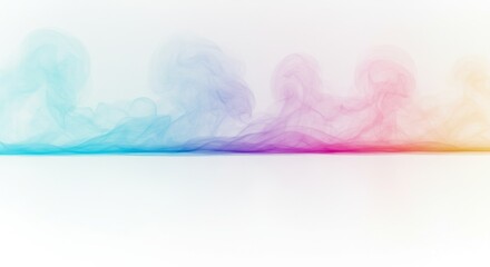 Abstract colorful smoke flowing horizontally against a light background design