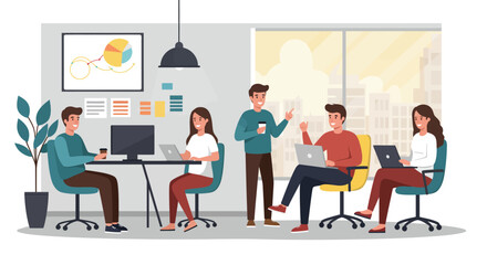 Team of Professionals Working Together in Office.