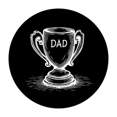 Celebration honoring dad with trophy illustration on black background vector artwork design concept drawing