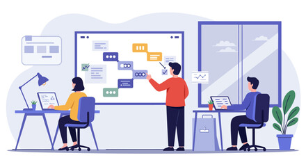Team Working on Project Plan in Office.