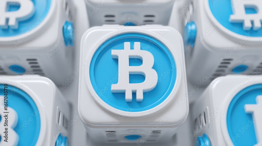 Poster close-up image of bitcoin situated on a modern computer keyboard symbolizing digital currency intera