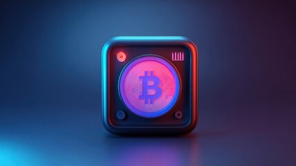 Iconic representation of bitcoin button on a digital interface highlighting the essence of cryptocurrency transactions