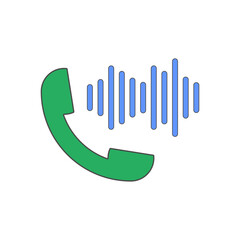 Phone with Amplified Sound icon showing a handset with volume waves—perfect for senior-friendly communication apps and loud call features.