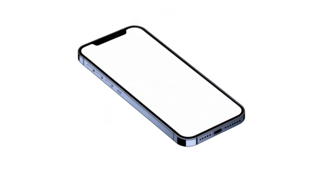 Modern smartphone with a silver frame isolated on transparent background