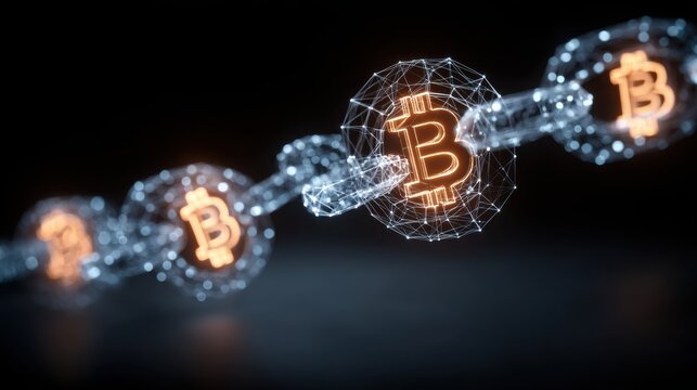 Conceptual icon of a bitcoin representing grid interface design in quantum transaction matrix system innovation - Powered by Adobe