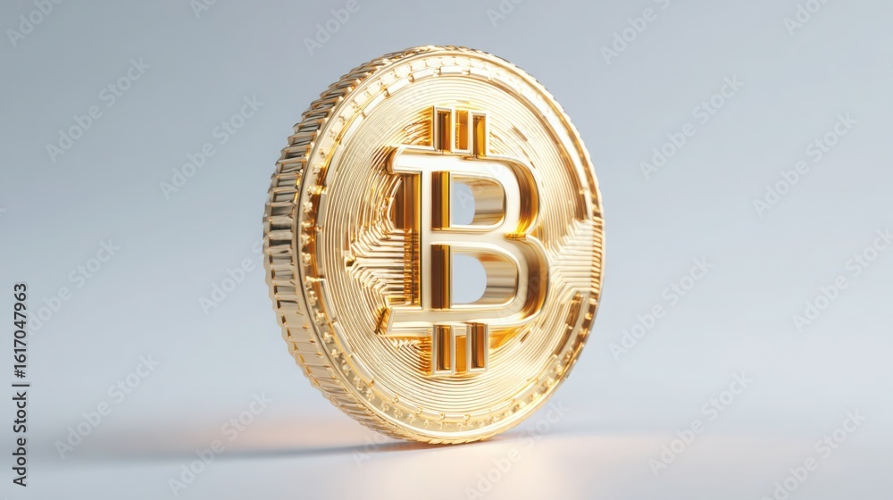 Poster conceptual icon of a golden qubit-based price oracle representing a price feed in a digital financia