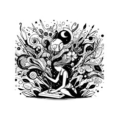black and white cartoon illustration