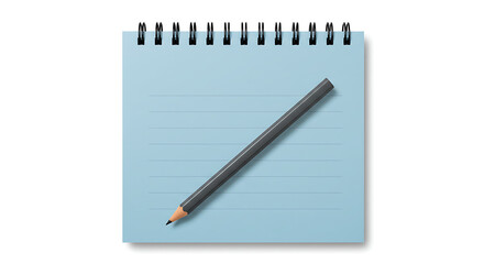 An illustration of a spiral-bound notepad with a pencil, a concept for office work, planning, and education.
