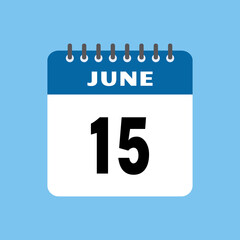 june 15 calendar icon Vector page month design