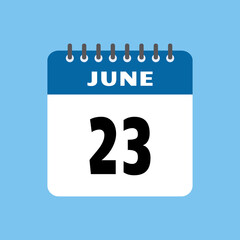 june 23 calendar icon Vector page month design