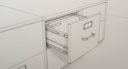 Office Filing Cabinet Outline Illustration