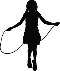 Silhouette of a Child Jumping Rope
