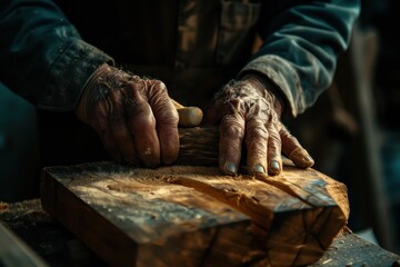A person working on a piece of wood