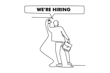 Human Resource Management and Recruitment. Recruitment concept. Single line draw design. Vector graphic illustration