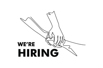 Human Resource Management and Recruitment. Recruitment concept. Single line draw design. Vector graphic illustration