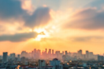 Fototapeta premium Blurred cityscape at sunset (3)