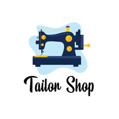 Tailor Shop Logo Design with Classic Sewing Machine Illustration