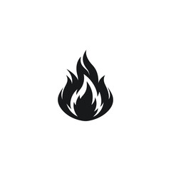 Stylized black flame icon isolated on a white background