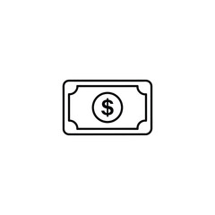 Simple line icon of a dollar bill isolated on a white background
