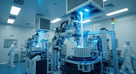 Industrial dryroom setup featuring advanced lithiumion battery cell winding machines working in dustfree conditions to enhance product quality.