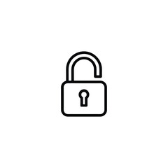Open padlock icon isolated on white background