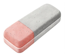 Classic pink and gray eraser for correcting mistakes in art, school or office work projects