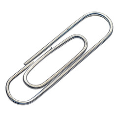 Shiny metal paperclip holding documents together symbolizing organization and efficiency, stationery macro