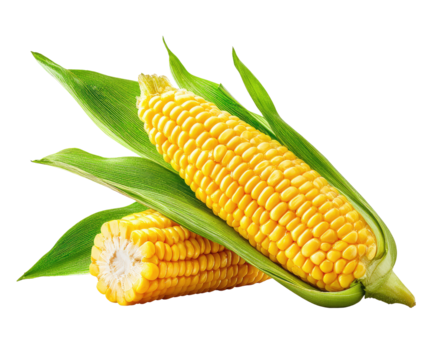 Two fresh ears of yellow corn