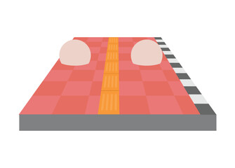 Sidewalk with bollards and guiding block line. Simple flat illustration in perspective view.
