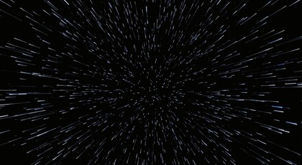 A black background filled with white streaks of light radiating from the center