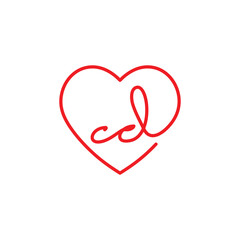 Heart and lowercase Letter C and D Logo Design 001