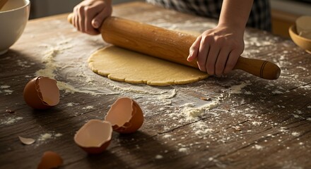 rolling pin and dough