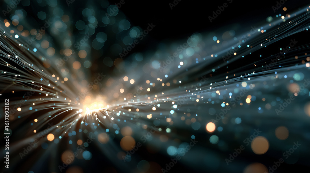 Canvas Prints abstract digital fiber: an abstract, captivating image of luminous digital fibers bursting forth fro