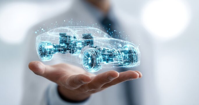 Holographic car design in a hand (1)