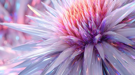 Obraz premium Abstract flower-like form with iridescent crystal-like petals.